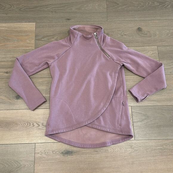 ATHLETA Mauve Pink Cozy Karma ASYM Pullover Fleece Cowl Neck Jacket Size XS‎ - Picture 2 of 12